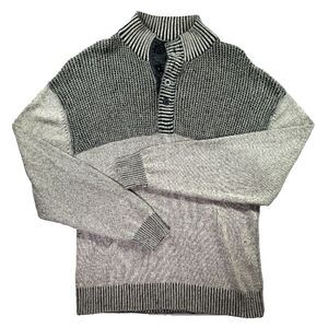 BKE Buckle Henley Sweater XL Long Sleeve Gray Color Block Mock Neck‎ Ribbed